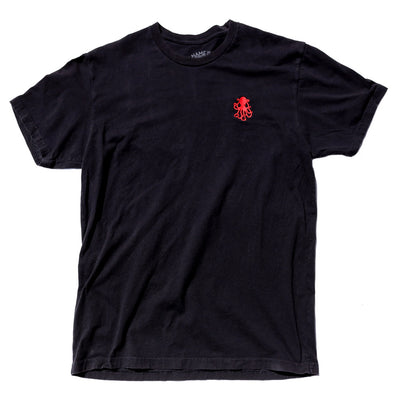 RED CHEST EMBROIDERED Tee Black